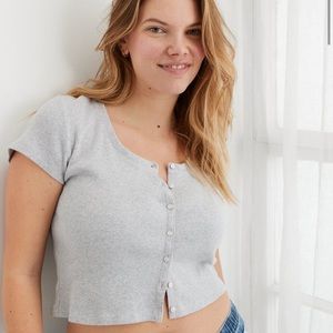 AERIE RIBBED BUTTON UP BABY T-SHIRT